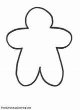 Gingerbread Man Coloring Pages Outline Pattern Larger Go Click Applique sketch template