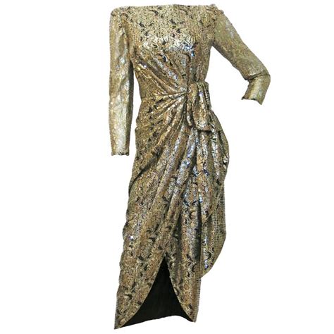 lillie rubin gold lace and sequin evening gown at 1stdibs