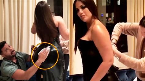 Ashley Graham Gets Her Butt Rubbed In Tight Leather Dress