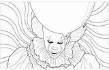 Clown Coloring Pennywise Pages Halloween Template Ca sketch template