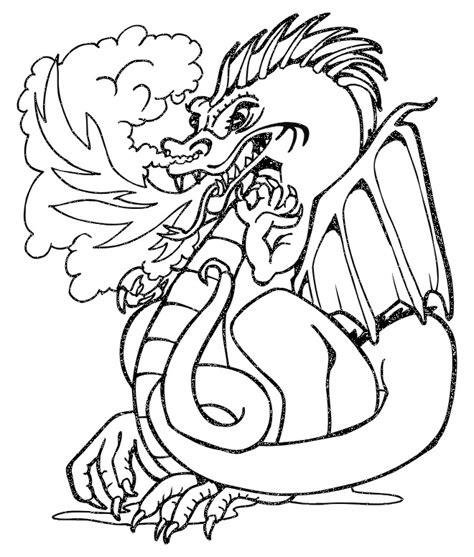 dragon coloring page fierce fire breathing dragon