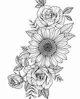 Tatuaggi Sunflower Mykinglist Tatoo Tatuajes Flowers Stencils Fiore Girasole Bildbeschreibung Keine Piccolo Piercing Decalque Tatuaggio Rosas sketch template