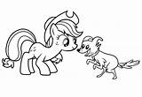 Applejack Coloring Pages Meets Dog sketch template