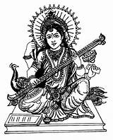 Saraswati Coloring Pages Clipart India Bollywood Adult Adults Color Coloriage Clip Print Colouring Music Drawing Printable Guitar Woman Vina Adulte sketch template