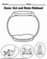 Paste Cut Color Crafts Activities Summer Kids Worksheet Activity Paper Printables Printable Coloring Fishbowl Templates Children Fish Craft Bowl Sheets sketch template