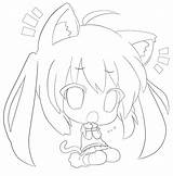 Chibi Coloring Anime Pages Girl Cat Cute Drawing Easy Print Line Color Colouring Printable Ears Kids Deviantart Sheets Lineart Draw sketch template