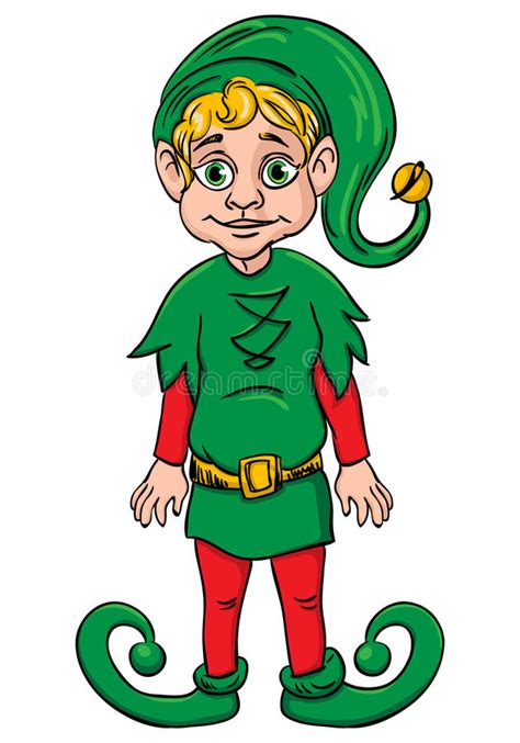 Cute Christmas Elf Cartoon Presenting Stock Vector Illustration Of