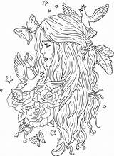 Drawing Coloring Pages Cute Fairy Girl Hair Pixabay Sketch Printable Animal Long Drawings Sketches Choose Board People sketch template
