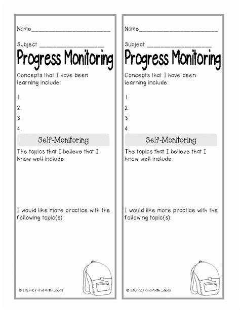 progress monitoring charts printable   student  assessment