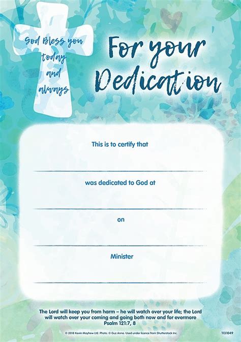 dedication certificate pack    delivery   spend