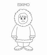 Eskimo Kleurplaat Warme Bontjas Gekleed Igloo sketch template