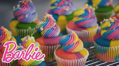 barbie rainbow cupcakes cooking and baking barbie in