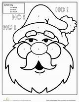 Christmas Santa Color Number Worksheet Activities Worksheets Coloring Math Preschool Pages Claus Kids Printables Colors Kindergarten Practice Maths Crafts Choose sketch template