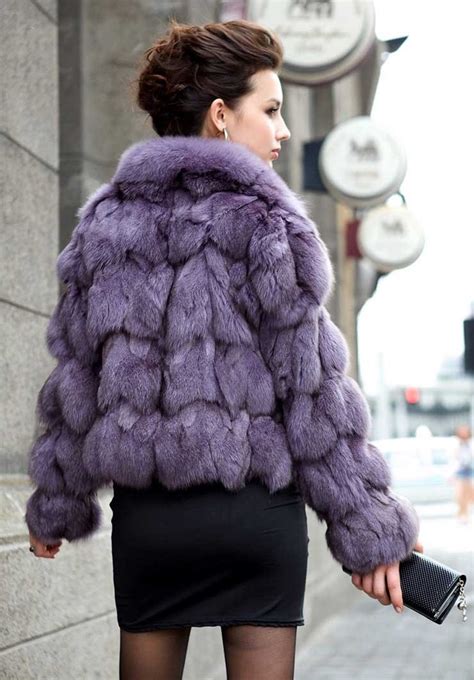 lavender fox fur coat long sleeves cosas  comprar compras