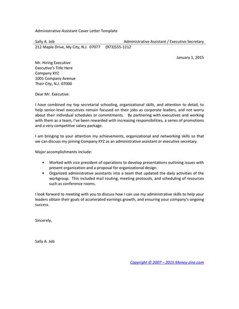 administrative assistant cover letter examples download free