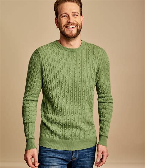 pear green cashmere merino cable sweater woolovers