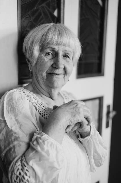 premium photo portrait of a beautiful elderly woman photographed in