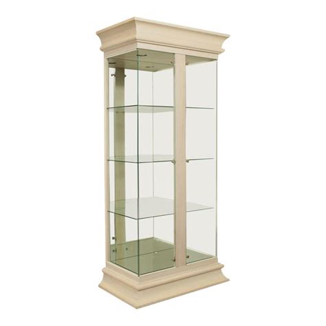 Contemporary Modern White Washed And Glass Curio Display Cabinet Chairish