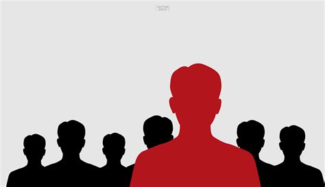 leader  group concept  red  black silhouettes  vector