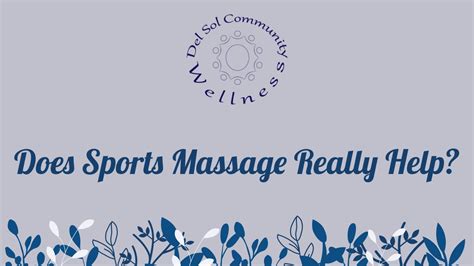 does sports massage really help youtube