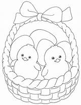 Easter Chicks Colour Basket Cute Coloring Print Colouring sketch template