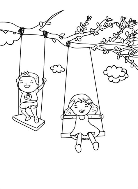 swing coloring page  printable coloring pages  kids