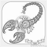 Scorpione Disegnato Zodiaco Vettoriale sketch template