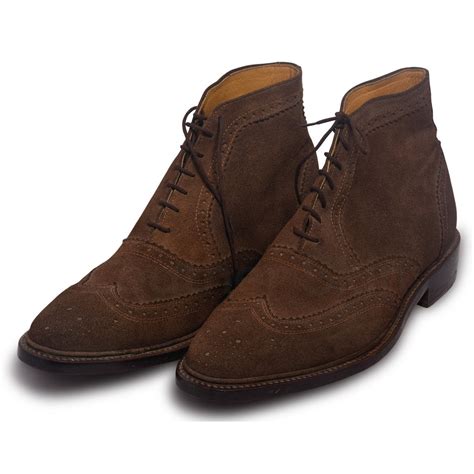 men brown ankle lace  suede leather boots leather skin shop
