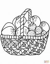Coloring Fruits Zentangle Basket Pages Printable sketch template