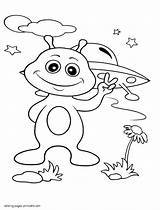 Coloring Pages Alien Printable Space Boys Kids Earth Print sketch template