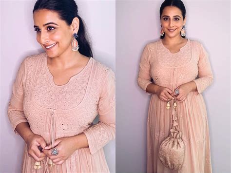 vidya balan s nude anarkali is a perfect pick for minimalistic brides