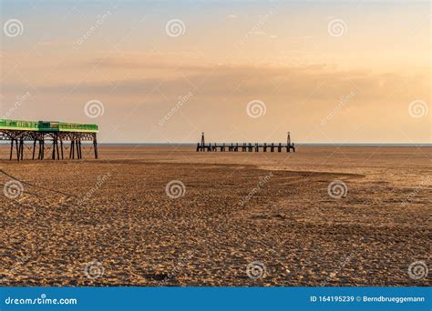 st annes beach lancashire england stock image image  pier