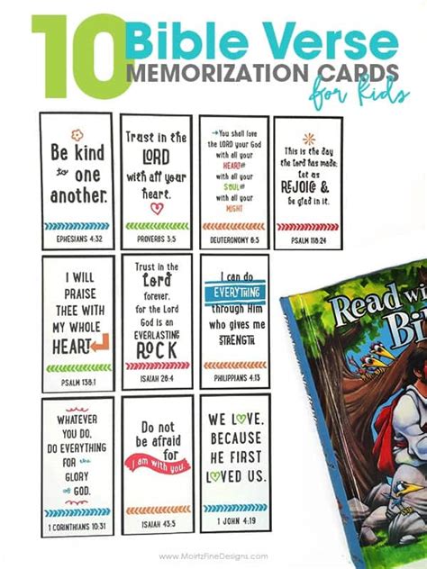 printable bible verse memorization card pack  kids homeschool