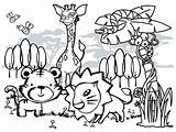 Coloring Animals Pages Forest Cartoon Animal Jungle Cute Zoo Baby Color Collage Colouring Preschool Getcolorings Getdrawings Kids Colorings Printable Hello sketch template