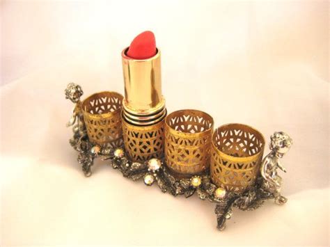 vintage cherubs lipstick holder 1950 rhinestones etsy