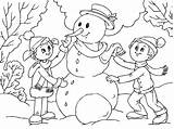 Coloring Snowman Building Pages sketch template