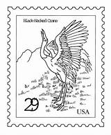 Coloring Stamp Pages Stamps Postage Nature Postal Necked Crane Sheets Usps Birds Authorized Usage Service sketch template