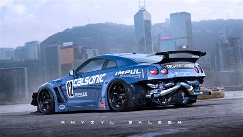 nissan gt  drift car  exposed rear mounted turbos rendered  happen autoevolution