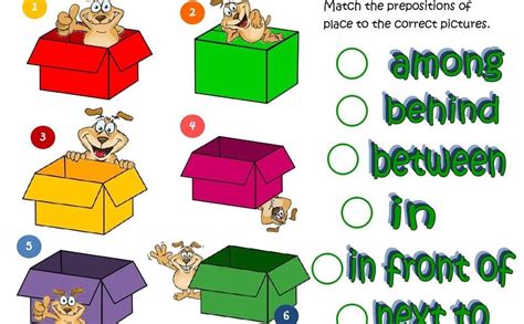 matching preposition worksheets  kindergarten hrzus