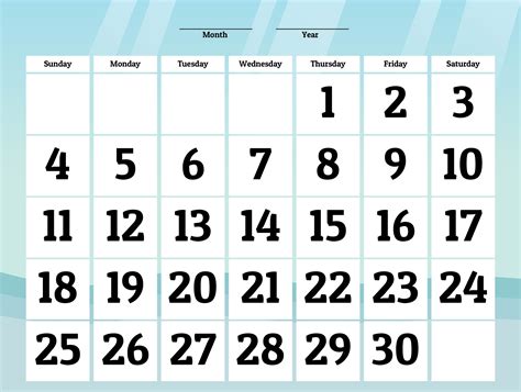 printable calendar  days