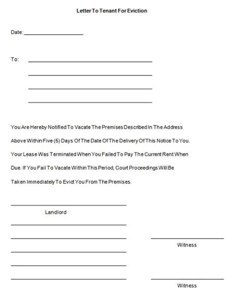 eviction notice form  word templates