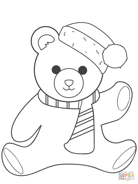 christmas teddy bear coloring page  printable coloring pages