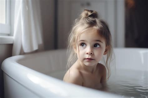 Premium Photo Girl Taking Bath Shower Generate Ai