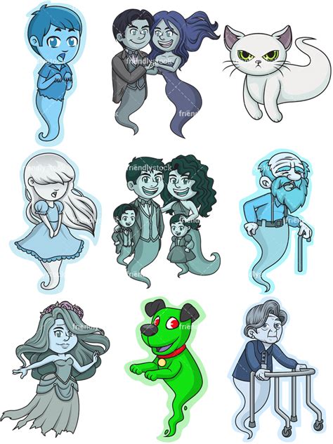 ghost characters cartoon vector clipart friendlystock