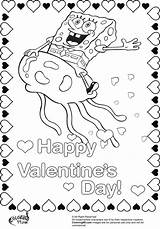 Spongebob Valentine Coloring Pages Valentines Color Printable Jellyfish Getcolorings Squirrel Sandy Nickelodeon sketch template