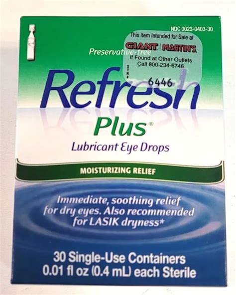 Refresh Plus Lubricant Eye Drops 30 Single Use Containers 0 01 Fl Oz