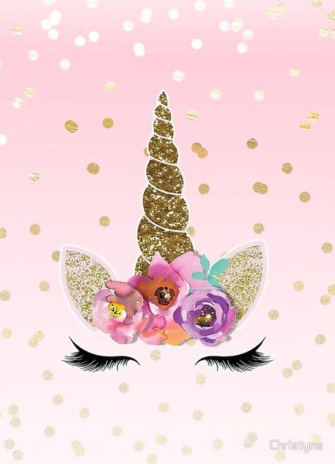 floral unicorn horn and gold confetti art board print iphone