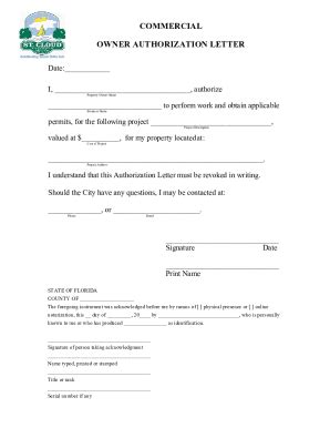 permission letter  authorization  property owner fill