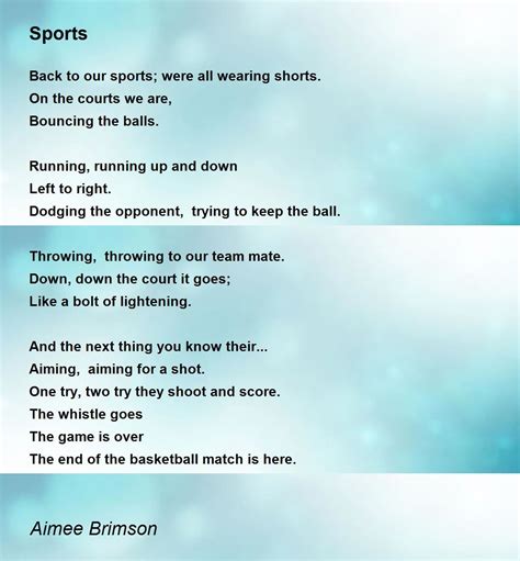sports sports poem  aimee brimson