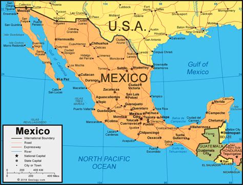 mexico map  satellite image